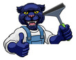 Panther Car Or Window Cleaner Holding Squeegee