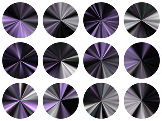 Poster - Circle radial metallic gradient web elements vector set.