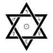 The classical astrological planet symbols in the Seal of Solomon. Hexagram shaped symbol, Attributed to King Solomon, from which it developed in Islamic and Jewish mysticism, and in Western occultism.