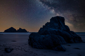 Wall Mural - absolutely beautiful landscape images of holywell bay beach in cornwall uk during golden hojur sunse