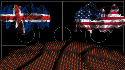 Wall Mural - Iceland vs USA Basketball, smoke flag