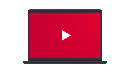 Responsive design play button and video interface on smart devices flat vector illustration.