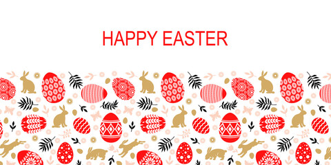 Sticker - Easter greeting card with eggs and decorative element