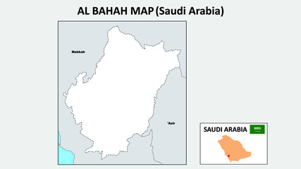  Al bahah Map. Political map of Al bahah. Al bahah Map of Saudi Arabia with neighboring countries and borders.