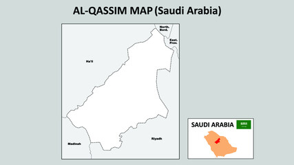 Naklejka na meble Al-Qassim Map. Political map of Al-Qassim. Al-Qassim Map of Saudi Arabia with neighboring countries and borders.