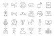 © Irene - Vector Wi-Fi icons. Editable stroke. Wi-Fi internet connection symbol. PC tablet satellite router cloud storage. Mouse keyboard flash drive geo monitor data exchange. Stock thin illustration