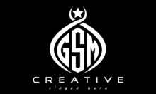 GSM Three Letters Monogram Curved Oval Initial Logo Design, Geometric Minimalist Modern Business Shape Creative Logo, Vector Template
