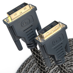 Leinwandbilder - DVI cable video monitor connectors isolated on white.