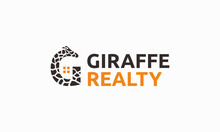 Vector Graphic Illustration Logo Design For Giraffe Realty, Combination Monogram And Pictogram With Initial Letter G As Giraffe With Home's Window