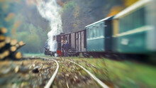 The Wound-up Steam Train Mocanita In Romania. Lensbaby Effect