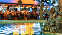 Fountain At Night In Cannes, France