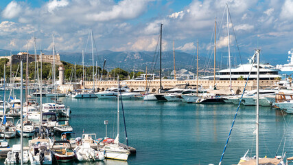 Wall Mural - View of the sea port in Antibes, France