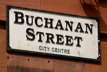 Old Traditional Street Name Sign For Buchanan Street In Glasgow Scotland