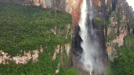 Wall Mural - Scenic Aerial view of Angel Fall world's highest waterfall in Venezuela