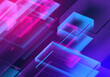 Abstract 3d blue purple color blockchain isometric digital technology texture background.