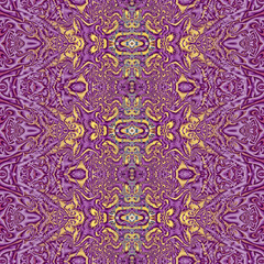 Wall Mural - 3d effect - abstract golden violet fractal pattern