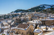 The beautiful village of Pescocostanzo covered in snow during winter time. Abruzzo, central Italy.