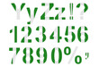 © natatravel - Letters, numbers and punctuation marks with Nigerian flag. Y, Z, 1, 2, 3, 4, 5, 6, 7, 8, 9, 0. 3D rendering