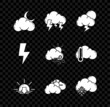© Oksana - Set Cloud with moon and stars, Storm, Sunset, cloud weather, snow sun, Lightning bolt and Windy icon. Vector