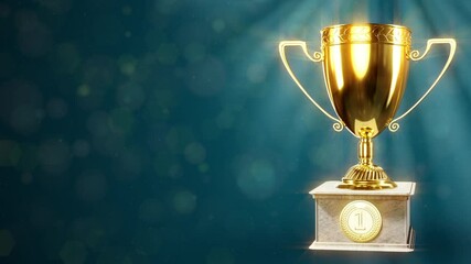 1st place goblet on soft focus background with free place