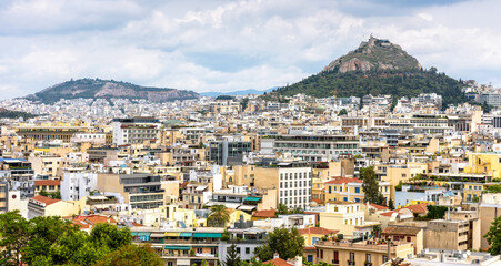 Wall Mural - Panorama of Athens, view of Lycabettus mount from Acropolis foot, Greece