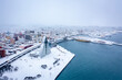 Aomori City Covered in Snow, Aerial View of Northern Japan