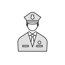 Young Male Police Officer Or Security Guard Illustration.