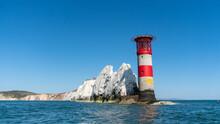 View Of The Needles Lighthouse And Chalk Rocks In Alum Bay, Isle Of Wight, United Kingdom