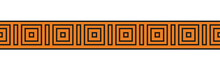 Seamless Meander Patterns. Greek Meandros, Fret Or Key. Orange Ornament For Acient Greece Style Borders. Vector Illustration