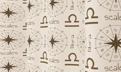Wall Mural - Waved background with Scales zodiac symbol icon. 3D Render