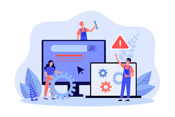 Wall Mural - Administrators fixing computer problems