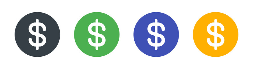 Sticker - Dollar currency sign icon set. USD coin symbol vector illustration.