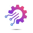 © Galuh Sekar - Digital tech logo icon with gear electronic circuit for automation and artificial intelligence system