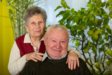 Sticker -  Joyful elderly couple at home