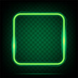 © FKVT - Neon light square banner. Glowing frame isolated on transparent background. Realistic template sign vector. Shining green color effect.