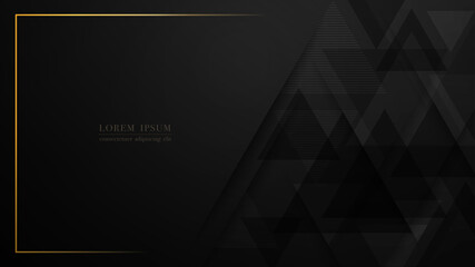 Wall Mural - abstract geometric background. composition of black triangular shapes with textured layers and golde
