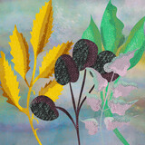 Ilustracja kompozycja roślinna na pastelowym tle