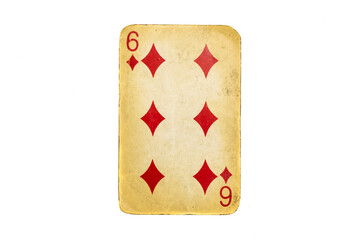 old dirty poker card isolated on white