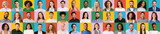 Fototapeta  - Diverse people showing positive emotions on colorful backgrounds, collection