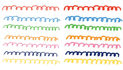 Wall Mural - Colorful lines drawn with crayons. Vector brush stroke illustration set.