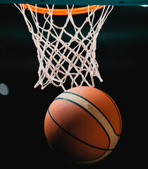 Poster - basketball game ball in hoop