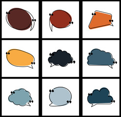 Wall Mural - Set of speech bubbles of different shape with quotation mark isolated cards.