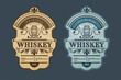 © Mak Abstract - Set of vintage whiskey labels. Alcohol emblem. Classic vintage frame for labels, banners and other designs. Place for text. Suitable for whiskey, rum and premium products. Alcohol label