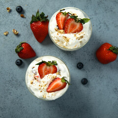 Poster - Homemade yogurt dessert with strawberry