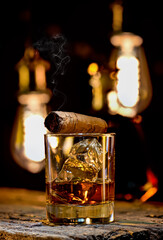 Whiskey and cigar