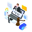 Whistle blower protection law and freedom of information legislation isometric 3d vector concept for banner, website, illustration, landing page, flyer, etc.