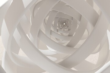 Aufkleber - Sphere in the sharpening of large stone rings from white marble. 3d rendering illustration. Background pattern for design..
