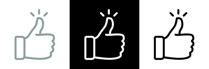 like confirm and thumb up outline icon, black like confirm and thumb up outline icon, white like con