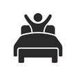 © Janis Abolins - Bed icon. Happy morning. Vector icon isolated on white background.