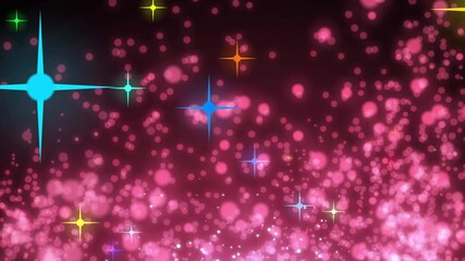 Wall Mural - abstract multi-colored stars against the background of red flying fire particles in the form of a ba